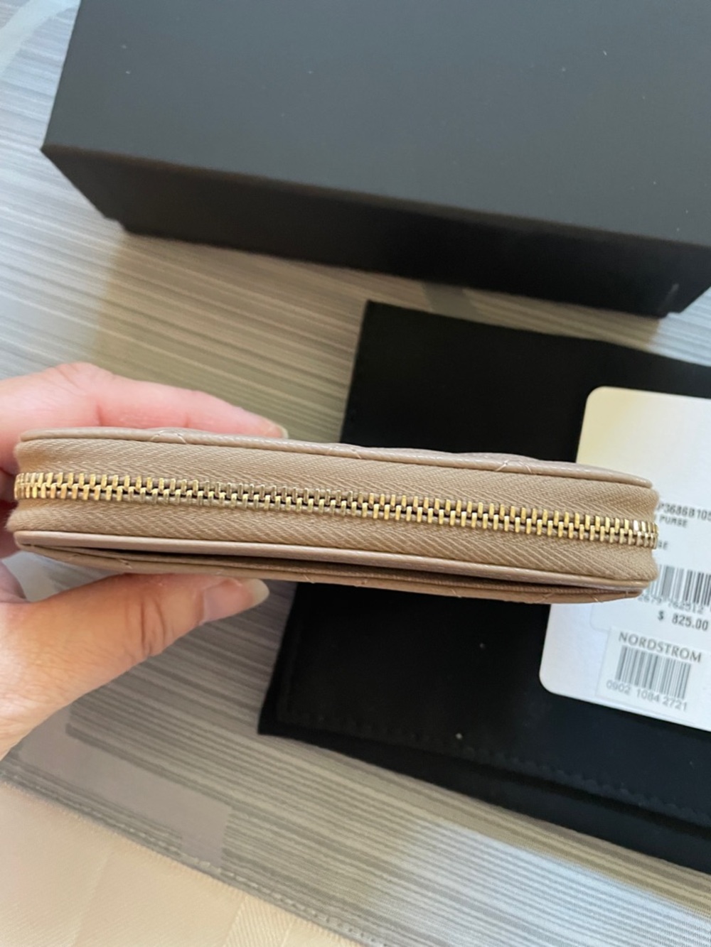 NIB CHANEL Quilted Zip Card Wallet in Dark Beige - Picture 8 of 9